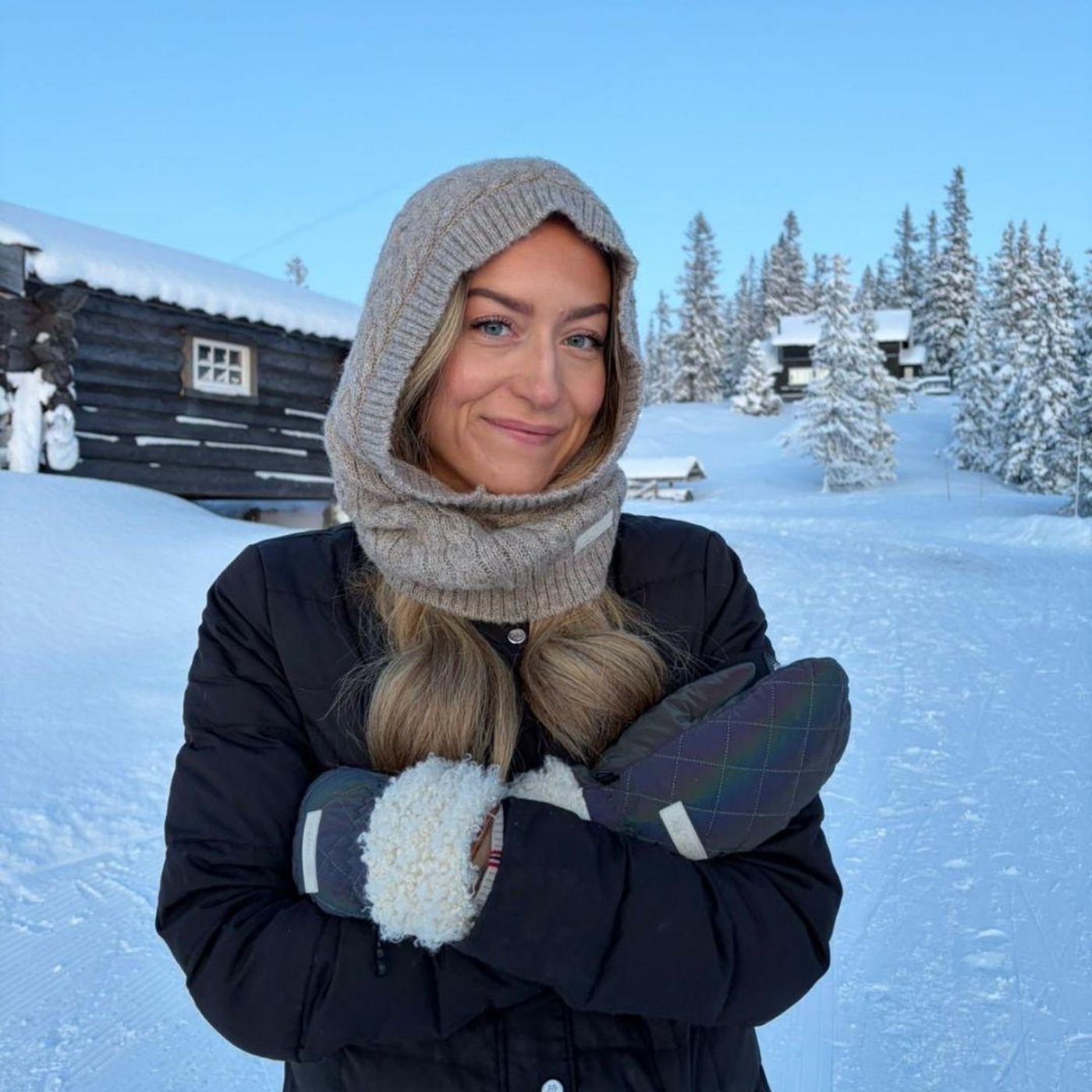 Morild Furry votter med refleks,  sort/krem