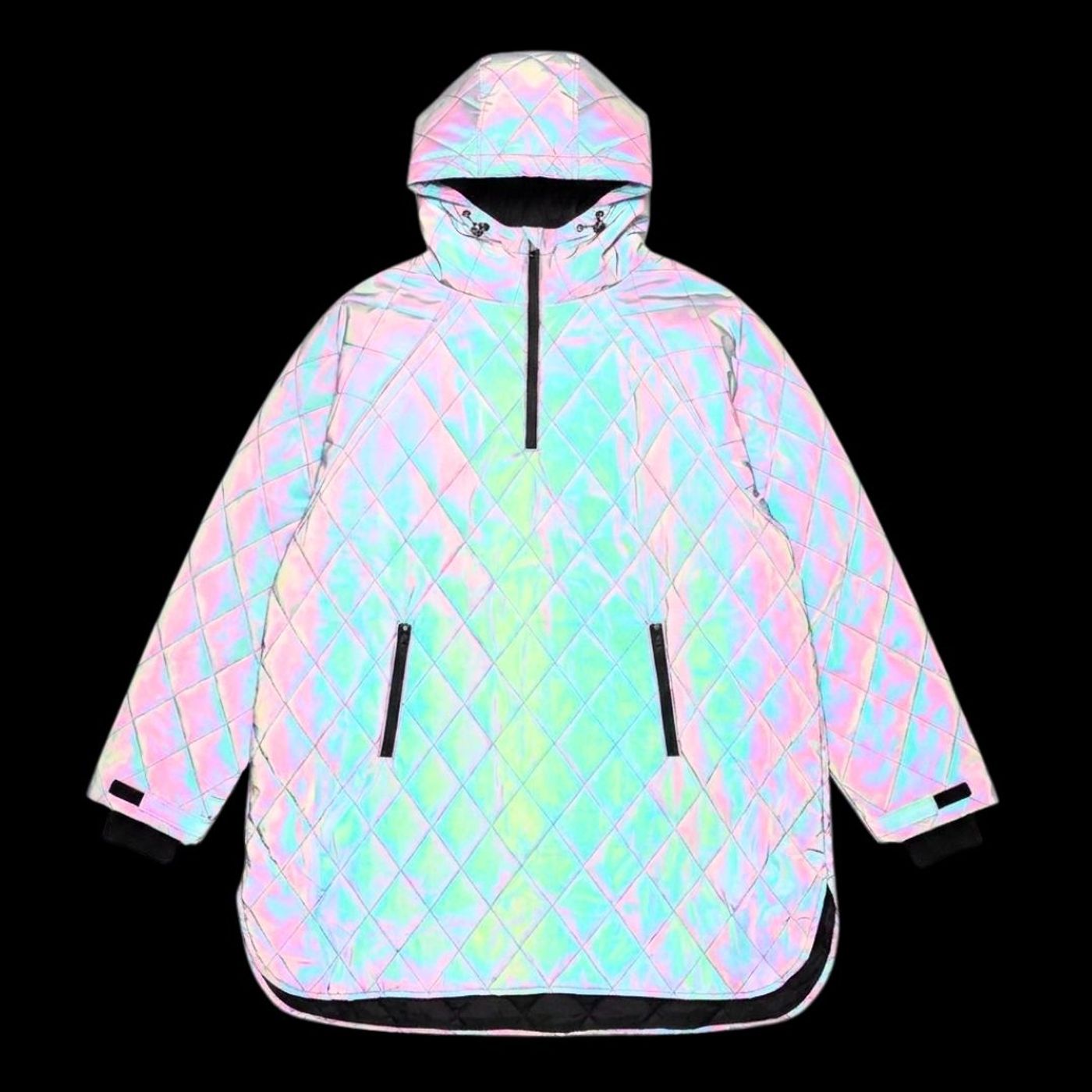 Morild Bli Sett Quilt Padded Poncho med refleks, sort