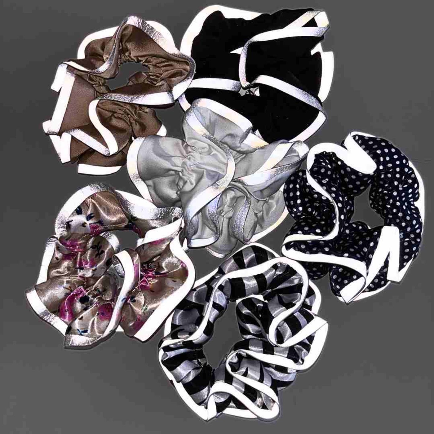 Morild Volang Scrunchie med refleks, blå/sølv