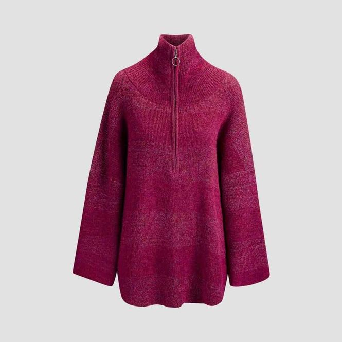 Hovedbilde Morild Mica Zip Knit med refleks, rhododendron