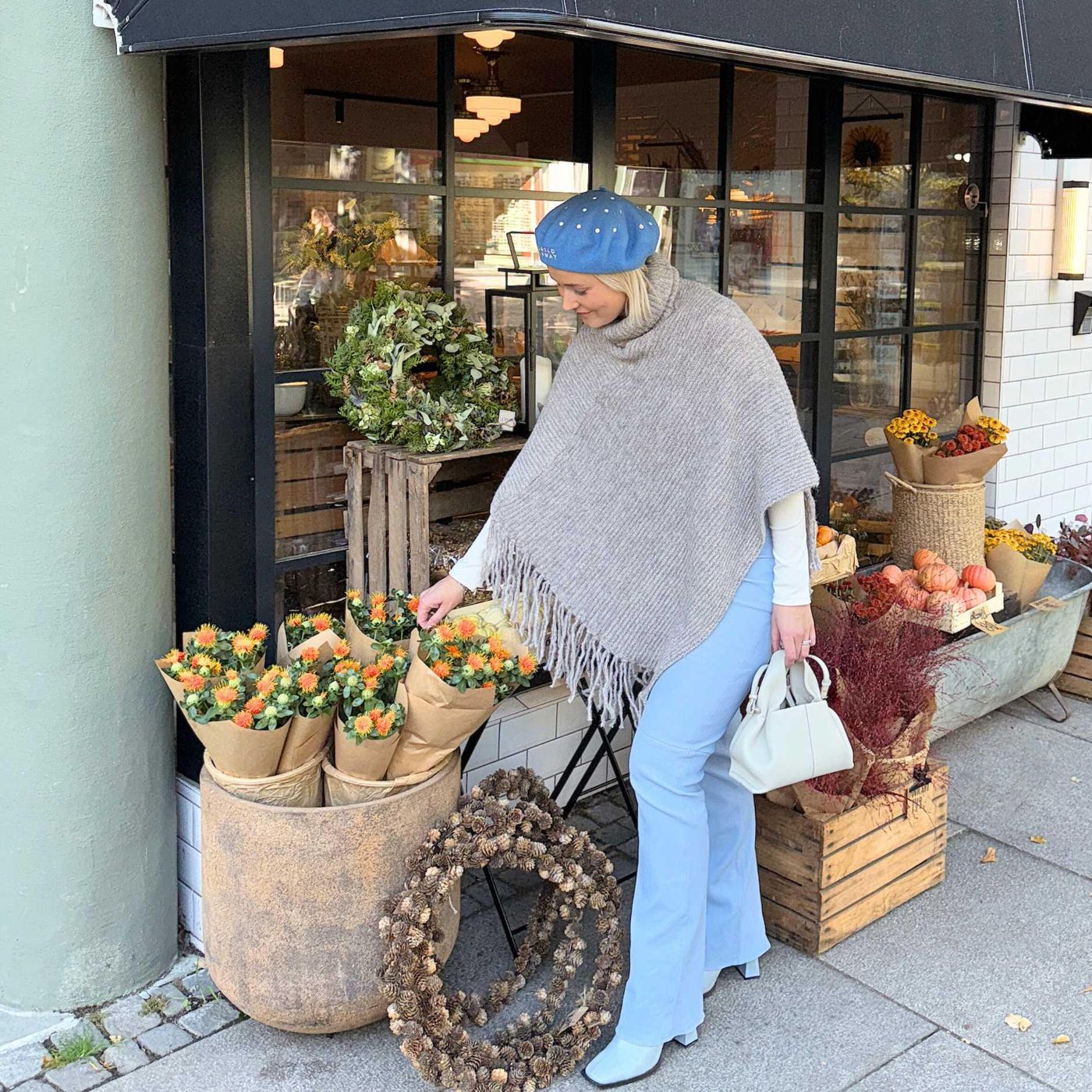 Morild  Fringe Poncho med refleks, sand