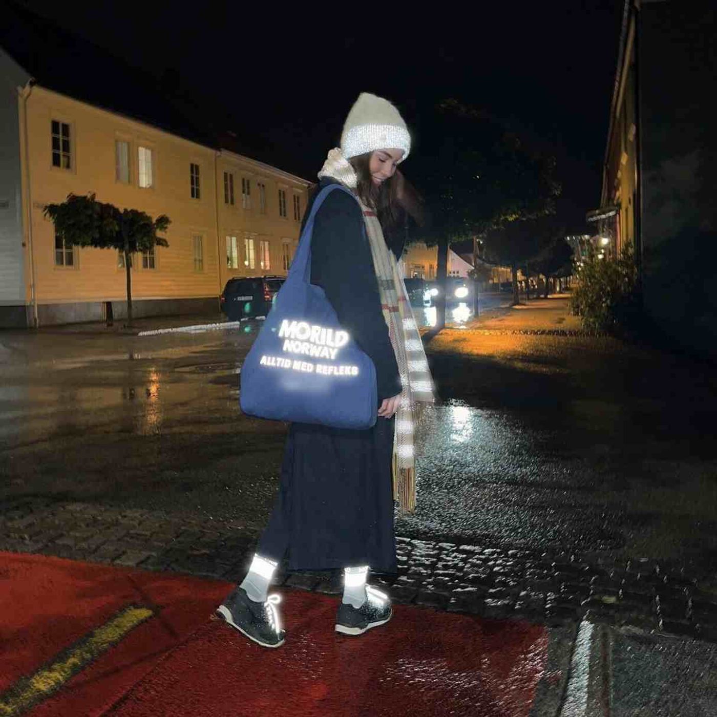 Morild Cotton Shopper med refleks, marineblå