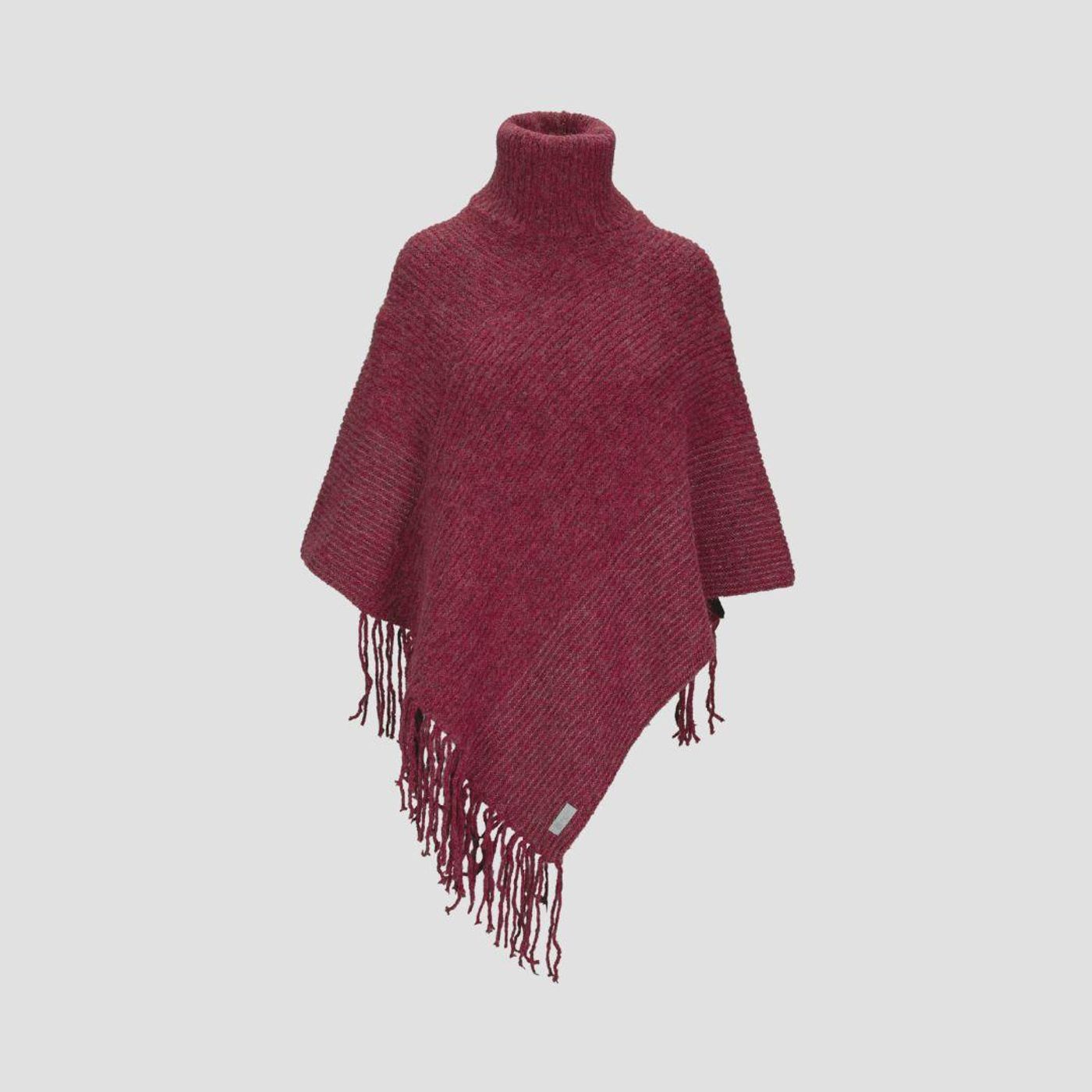 Morild Fringe Poncho med refleks, bordeaux